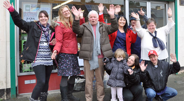 Martha Searle, second left, with volunteers and residents of West Howe