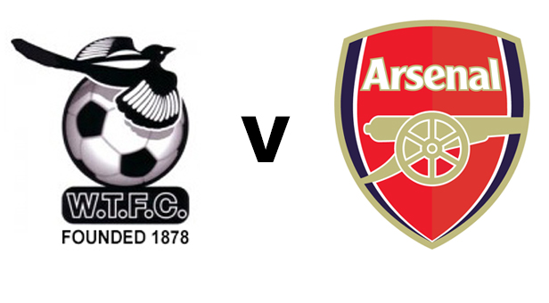 Wimborne Town badge and Arsenal badge