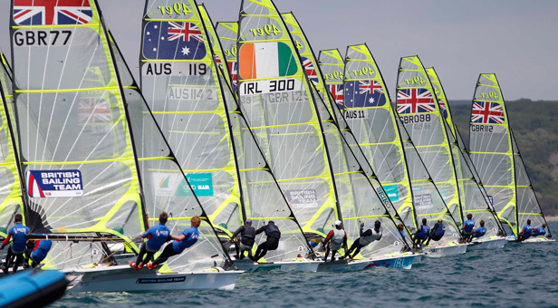 Sailing boats at the startline