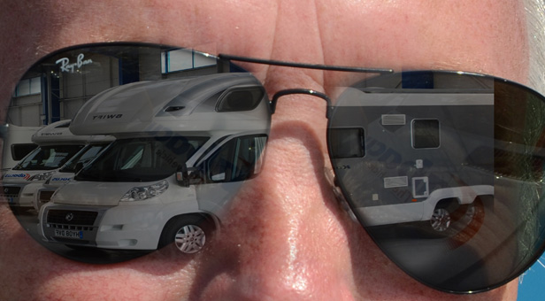 Motorhome reflection in sunglasses