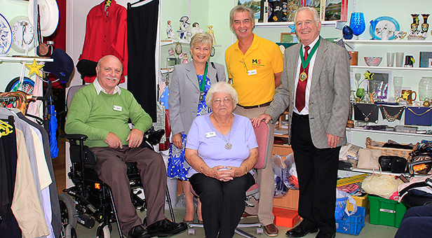 Alan Lindsay, John Astley, Pat Richardson, mayor and mayoress in Aladdin's Cave