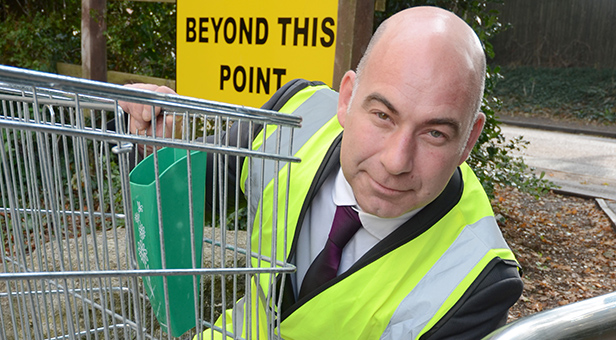Sean Page inspects the first trolley trap