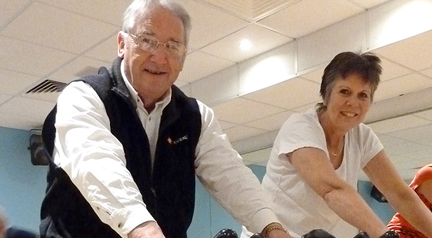 Terry Quinn and Caroline Brace in a CHAIN spinning session at the Littledown Centre