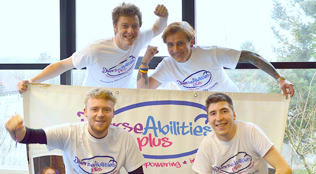 The boys ready for the five-a-side football match during National Student Volunteering Week