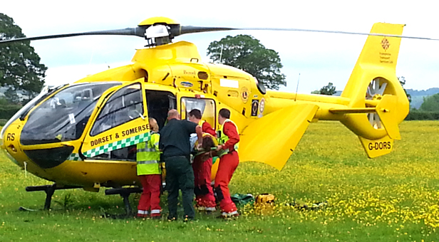 Carissa is put into the air ambulance