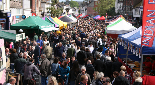 The busy Festival Market in the High Street