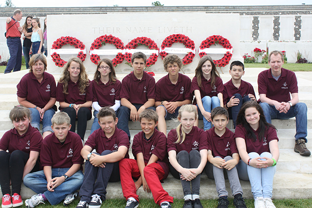 The Arnewood School WWI ambassadors at the Menin Gate, Ypres.