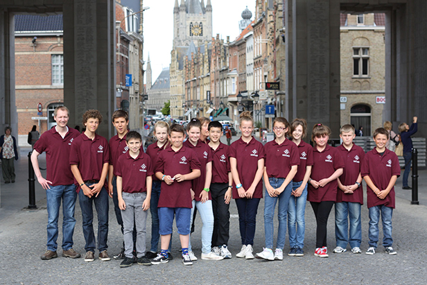 The Arnewood School's WWI ambassadors in Ypres, with history teacher Paul Barrett far left.