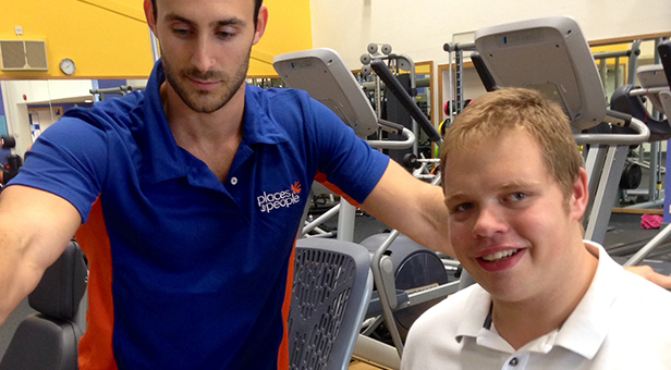 Fitness Manager Rob Lukins with Andrew Sill