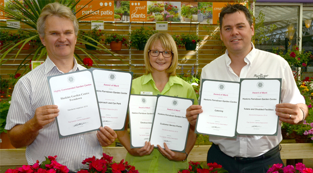 From left - Julian Winfield with Customer Services Manager Joolz Walford and Restaurant General Manager Kevin Ramsell with the GCA certificates.