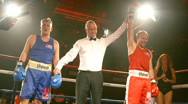 Paul Woods at the CRN Fight Night being announced the winner!