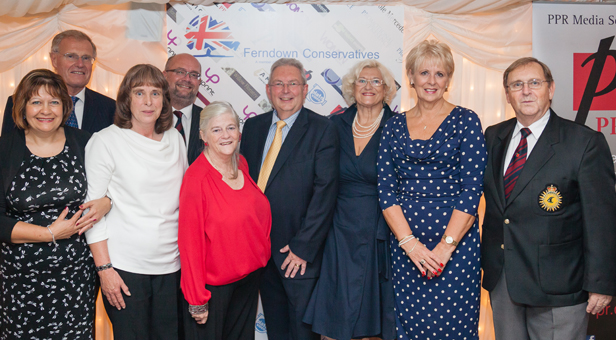 Ann Widdecome (in red) with some of the guests including the Master of Ceremonies Chris Chope MP (back left)
