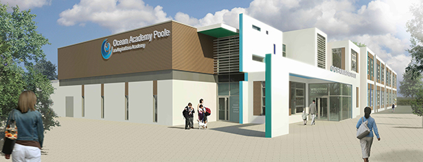 New junior school front entrance view