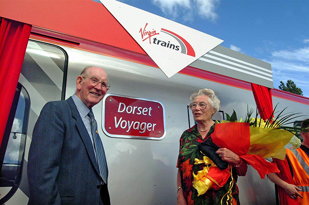 Moyra is seen naming the 'Dorset Voyager' at Swanage in 2002