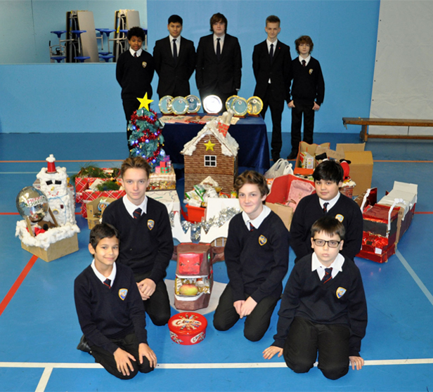 Boys at Bournemouth's Harewood College each year make hampers for the St Paul's homeless shelter in the town