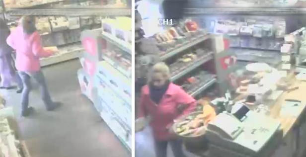 CCTV still images: Samantha in The Sweet Shop in Corfe Castle on the morning of Wednesday 21 January
