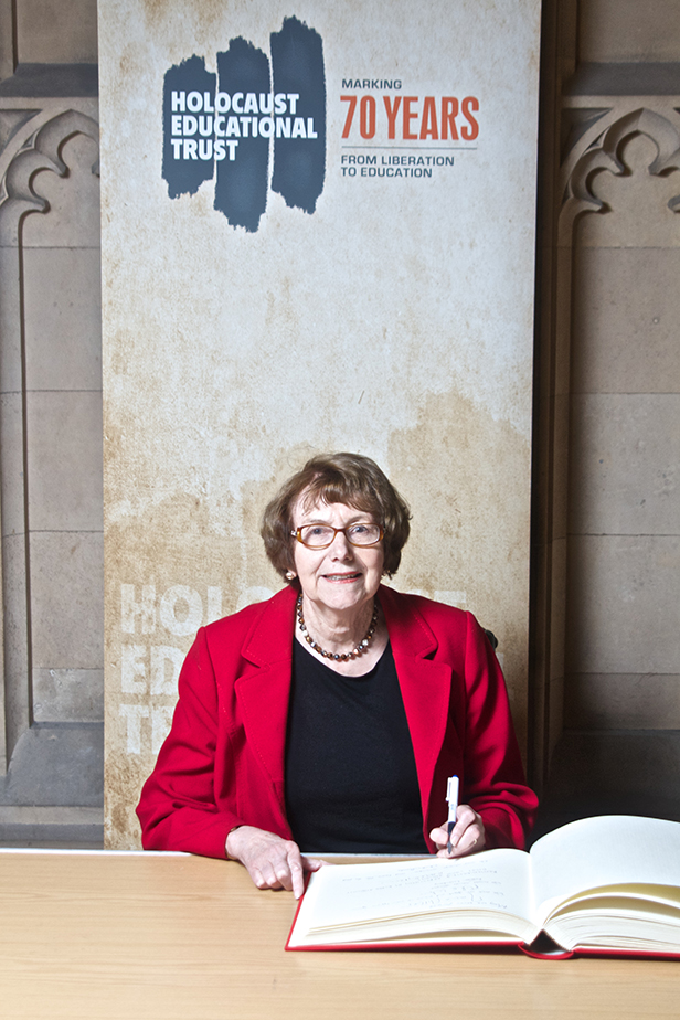 Annette Brooke MP signing the Holocaust Educational Trust Book of Commitment