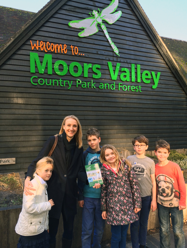 Paula Radcliffe with family and visitors at Moors Valley Country Park. 