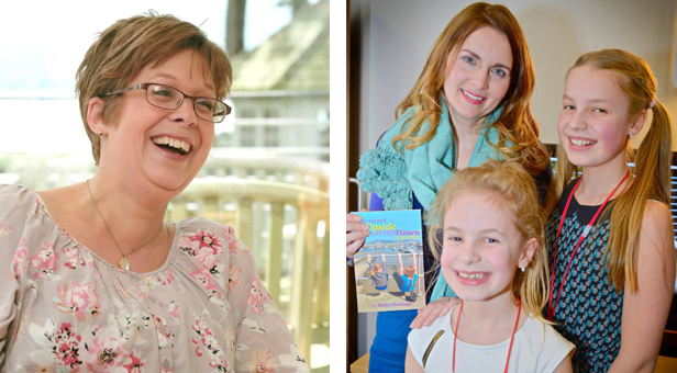 Nikki Hastings, Patron Debra Stephenson, who wrote the book's foreword, with Nikki's daughters Leah & Megan