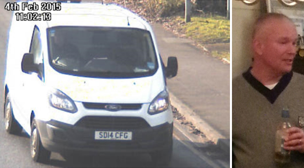 Alexander Angus' white Ford Transit van. Due to the quality of the picture police are unable to confirm whether Alexander is the driver