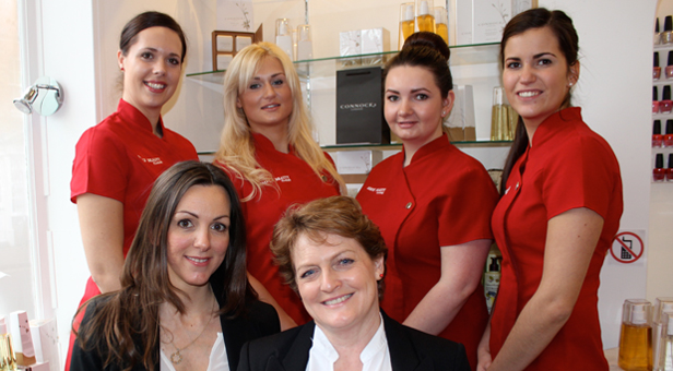 The team at Simply Beauty l-r Steph, Luci, Kate and Beth. Front: Amanda Connock and Alison Smith
