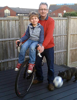 Chris Thomas with Harry getting ready to ride for autism