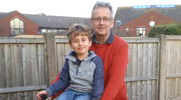 Chris Thomas with Harry getting ready to ride for autism