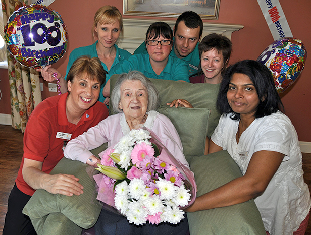 Phyllis Dawes celebrating her 100th birthday