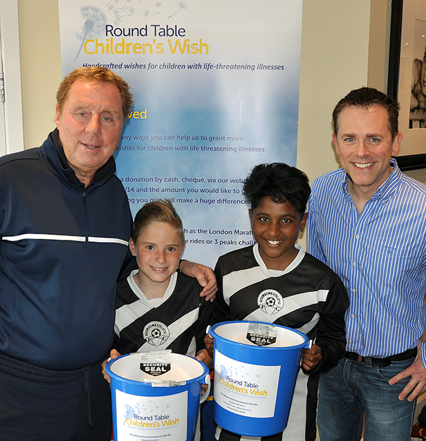 Harry Redknapp and Chris Jarvis with young footballers