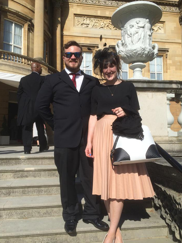  Ferndown Jitsu Clubs Sensei Rob Hanrahan with Kimberley Stone from Ferndown, Dorset at The Queens Garden Party Buckingham Palace 