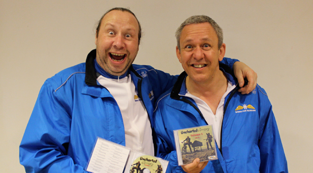(left) and Jon (before the bike ride) with a couple of CDs they have produced to help raise more money for Wings4Warriors
