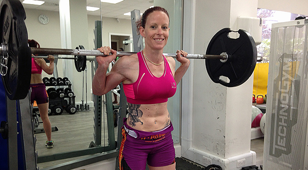 Clare Busst in training for her world record rowing attempt