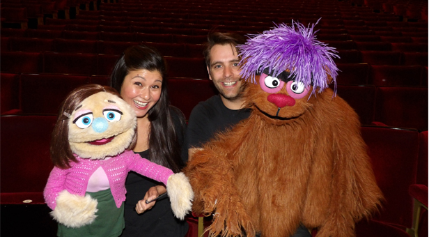 Douglas Walker and Felicity Wright with ‘Trekkie Monster’ and ‘Kate Monster'