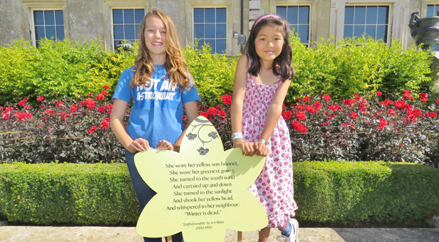 Junior winners Anna O’Neill (L) and Alexandra Pilz (R) with one of the trail boards sponsored by Nationwide Building Society © Nick Ashby