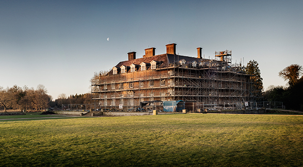 St Giles House, from the north-east, during restoration