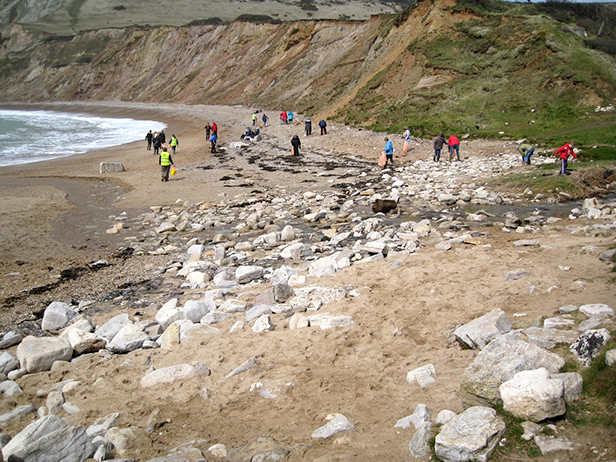 Volunteers cleaning Worbarrow beach