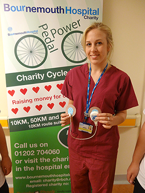 Tegan Collins, Cardiac Physiologist with one of the heart monitors funded by the 2014 Pedal Power