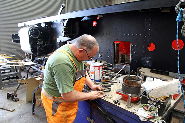 N class 31874 under overhaul at Swanage