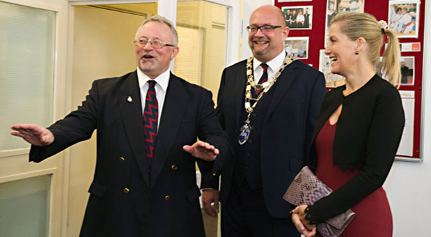 Heatherlands Centre manager John Hanrahan with the Chairman of East Dorset District Council and HRH The Countess of Wessex