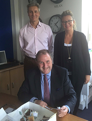 MP Simon Hoare, James Bawa, Chief Executive of Teachers Building Society and Jo McLean, HR Manager, winner of the cake competition