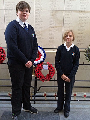 Bournemouth students place a wreath at the Menin Gates