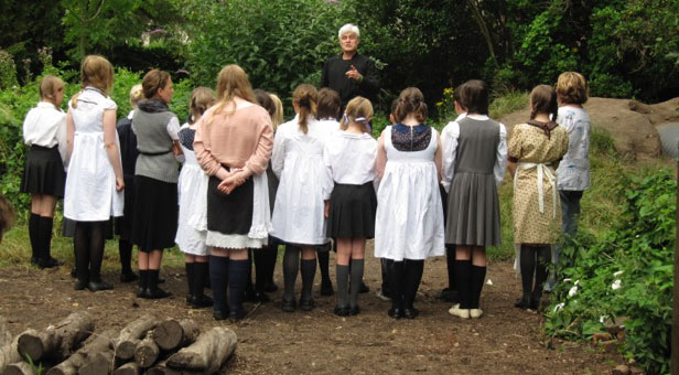 A scene from WCT’s 2014 pilot project about the First World War: Rev Fletcher gives local children instructions on how to join the war effort