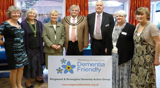 From left to right: Krista Allardyce, Cllr Christine Ford – Deputy Town Mayor of Ringwood, Mrs Gillian Thierry and Cllr Michael Thierry – Town Mayor and Mayoress of Ringwood, Cllr Mike Manley – Chairman of Bransgore Parish Council, Cllr Melissa Shepard, and Sue Scott