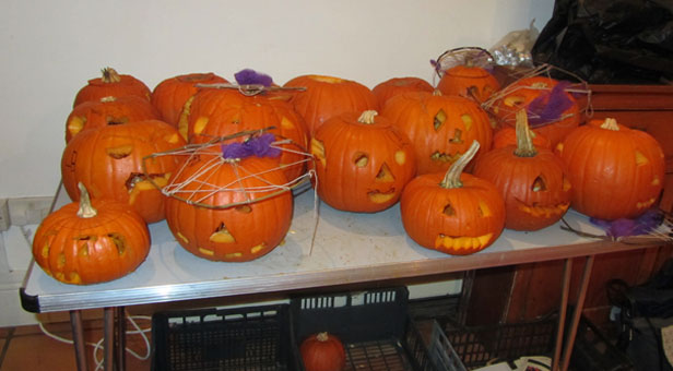 Pumpkins carved at the Kingcombe Centre © Sally Welbourn