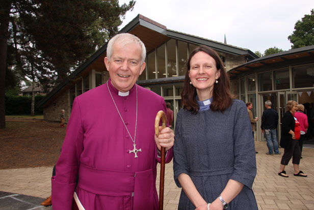 The Bishop of Salisbury and the Revd Sarah Pix outside The Beacon