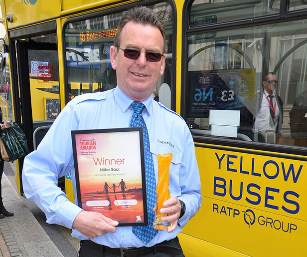 Mike Saul Yellow Buses' supervisor in Bournemouth Square