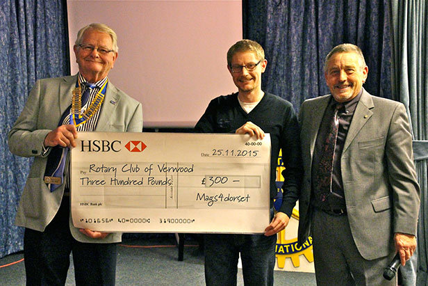 mags4dorset presents cheque to Verwood Rotary Club