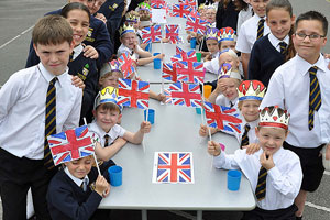 Year 6 children at Manorside Academy threw a party to mark the Queen's 90th birthday