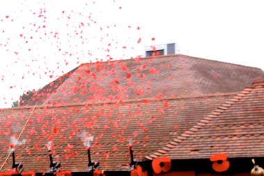 Poppy explosion over the roof of the Barrington Theatre in Ferndown