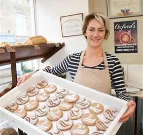 Oxfords’ Sherborne Manager, Rosie Allan, displays the new Raleigh biscuits
